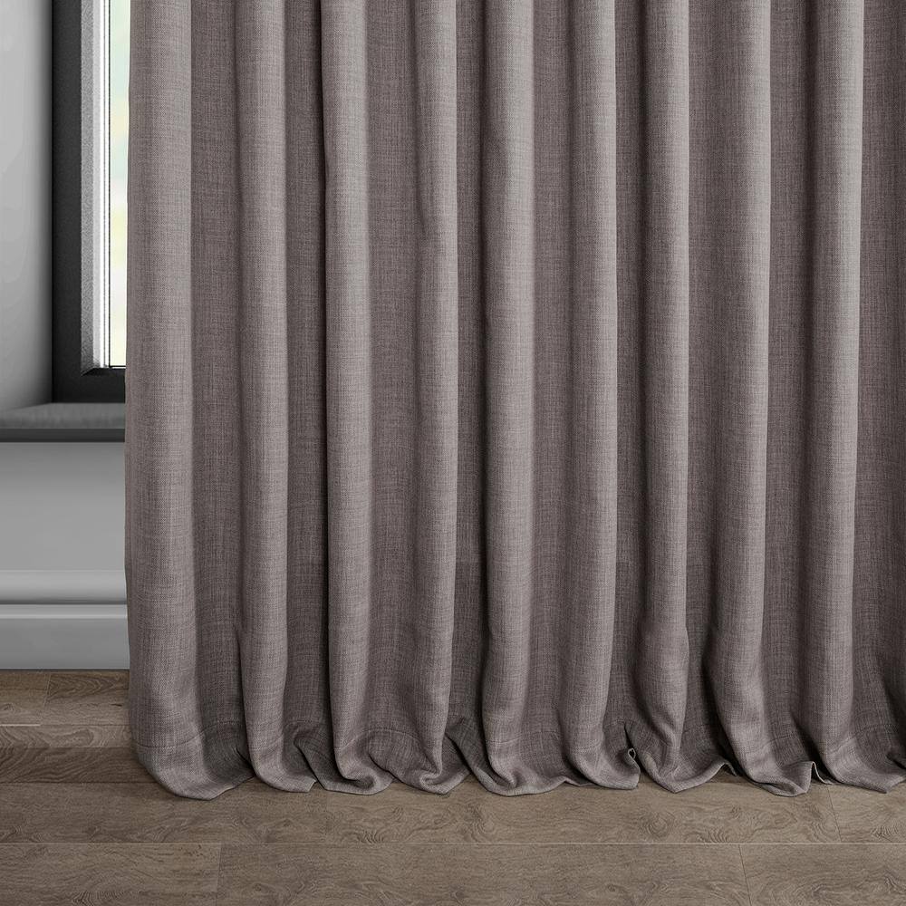 Gray Faux Linen Extra Wide Blackout Curtain Panel