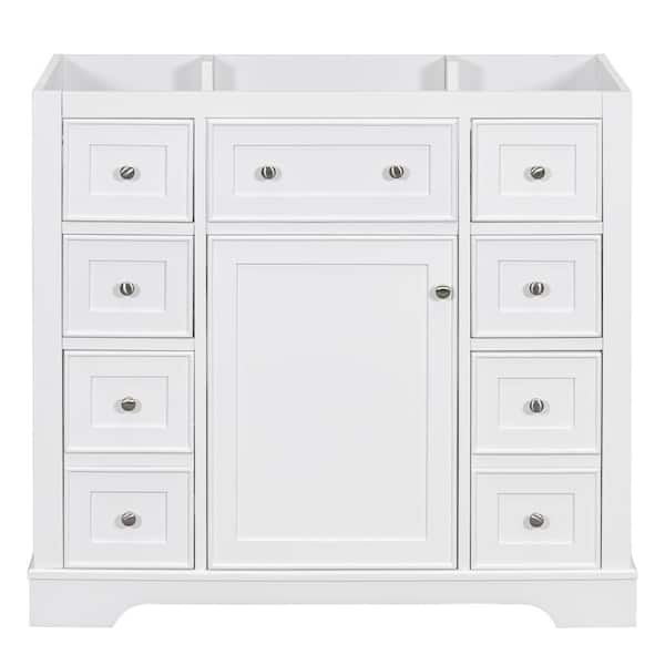 Tileon 35.6 in. W x 17.9 in. D x 33.4 in. H Bath Vanity Cabinet without Top in White, One Cabinet with Six Drawers