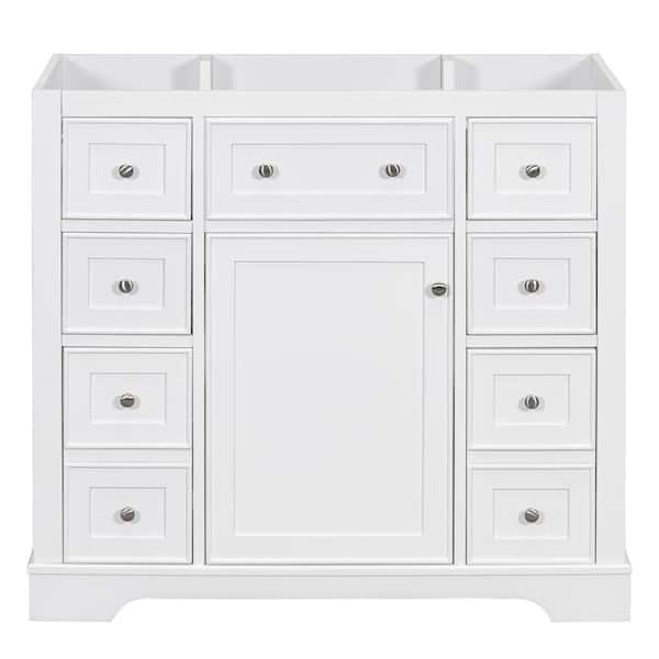 35.6 in. W x 17.9 in. D x 33.4 in. H Bath Vanity Cabinet without Top in White, One Cabinet with Six Drawers