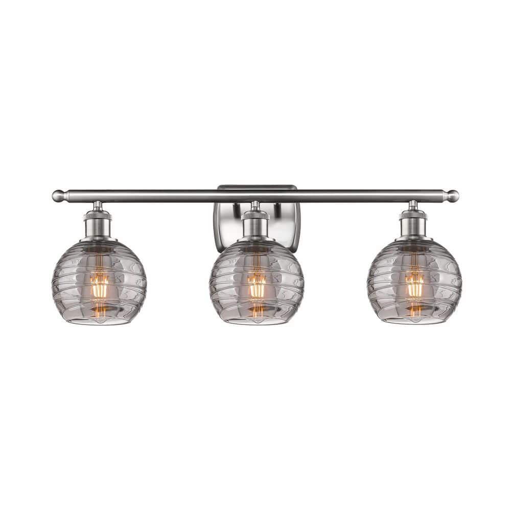 Athens Deco Swirl 25.88 in. 3-Light Brushed Satin Nickel Vanity Light with Glass Shade price history on PriceWatchPro
