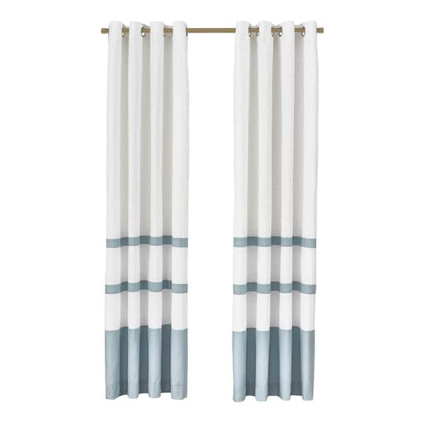 J QUEEN NEW YORK INC Trilogy Blue Stripe Polyester Window Panel 50 in. W x 84 in. L (Set of 2)
