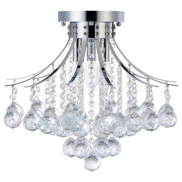Merra 3-Light Chrome Flush Mount with Crystal Shade HCF-1302-00