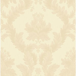 Ornamenta 2 Gold/Cream Classic Damask Design Non-Pasted Vinyl on Paper Material Wallpaper Roll (Covers 57.75 sq. ft..)