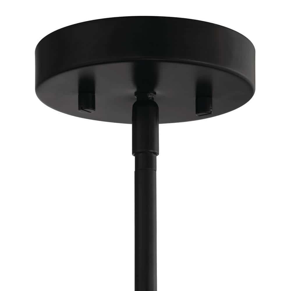 Flat Black Mini Chandelier with Clear Hammered Glass Shades