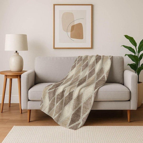 Premium Machine Washable ASB887 Taupe 50 in. x 70 in. Sherpa Throw Blanket