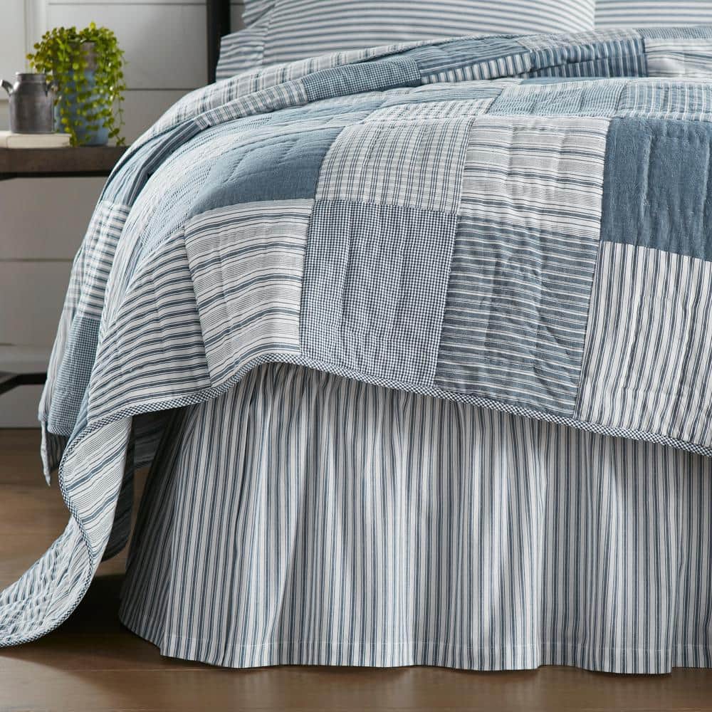 Sawyer Mill Blue and White Cotton Queen Bed Skirt with Split Corners