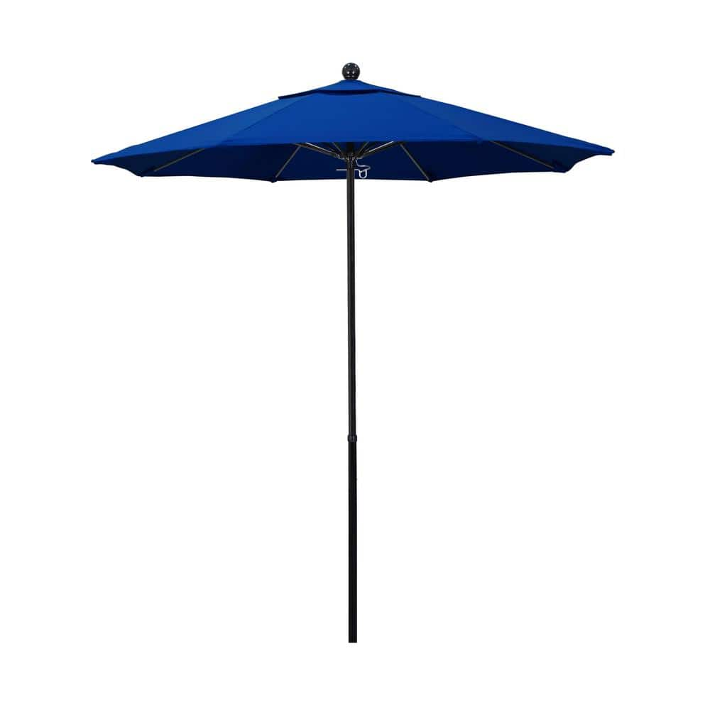 California Umbrella 7.5 ft. Black Complete Fiberglass Market Pulley ...