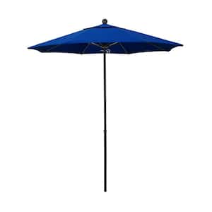 7.5 ft. Black Complete Fiberglass Market Pulley Open Patio Umbrella in Pacific Blue Pacifica