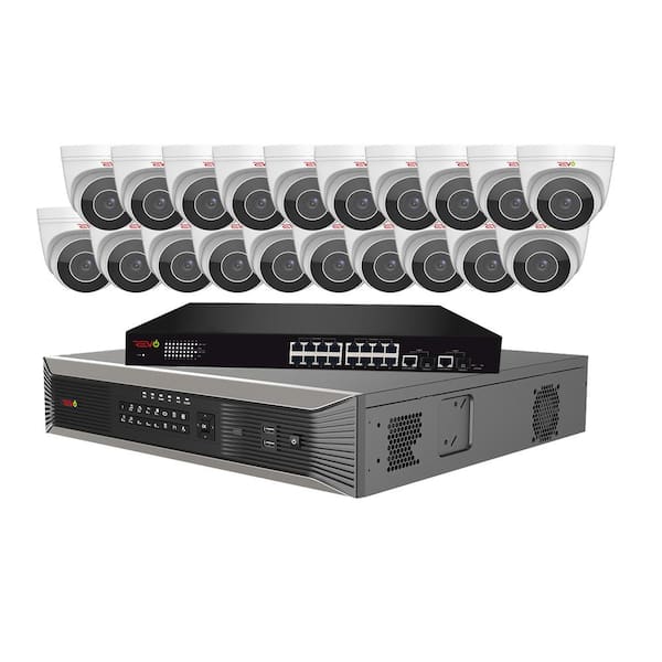 Revo Ultra HD Plus Commercial Grade 32-Channel 4TB NVR Surveillance System with 20 Audio Capable Motorized 4-MP Cameras