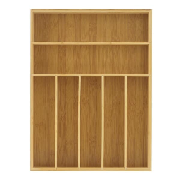 7 slot Bamboo Flatware Organizer-White