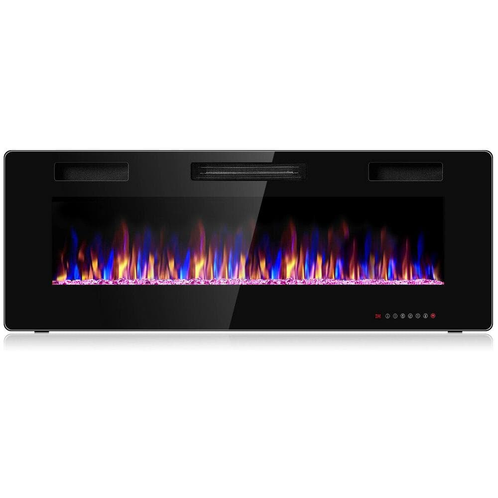 Costway Electric Remote Control 5000 BTU 50 in. Wall Electric Fireplace in Black BXD4-A705 Sansujyuku sansujyuku.com