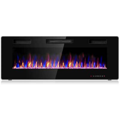 5100 BTU 50 in. Fireplace Recessed Ultra-Thin Electric Wall-Mounted Heater Furnace with Multicolor Flame