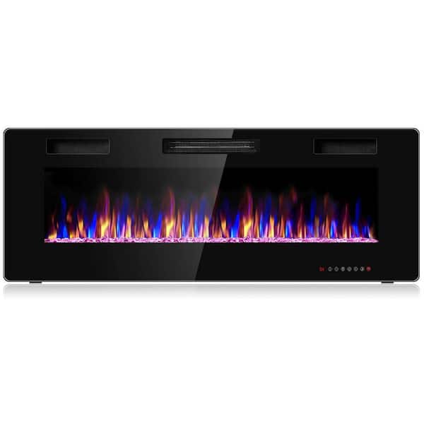Costway 5100 BTU 50 in. Fireplace Recessed Ultra-Thin Electric Wall-Mounted Heater Furnace with Multicolor Flame