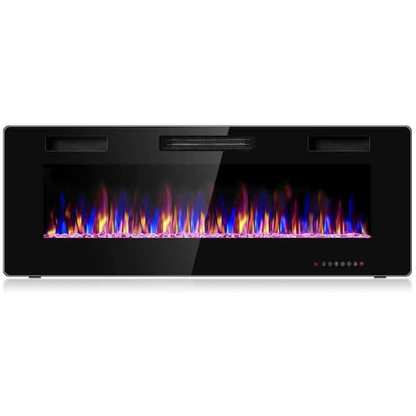 5100 BTU 50 in. Fireplace Recessed Ultra-Thin Electric Wall-Mounted Heater Furnace with Multicolor Flame