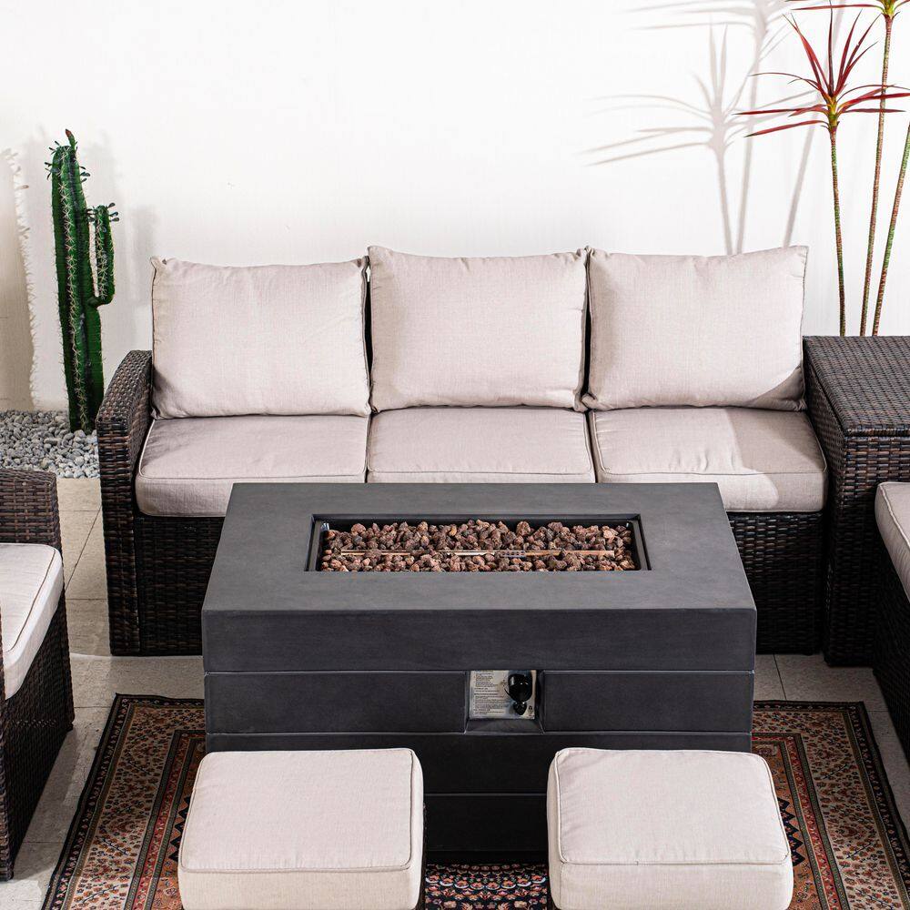 7-Piece Outdoor Patio Fire Pit Conversation Set with Cushions, Fire Pit Table and Storage Box price history on PriceWatchPro