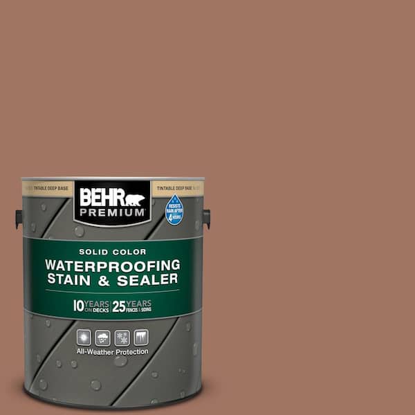 BEHR PREMIUM 1 gal. #PFC-14 Iron Ore Solid Color Waterproofing Exterior Wood Stain and Sealer