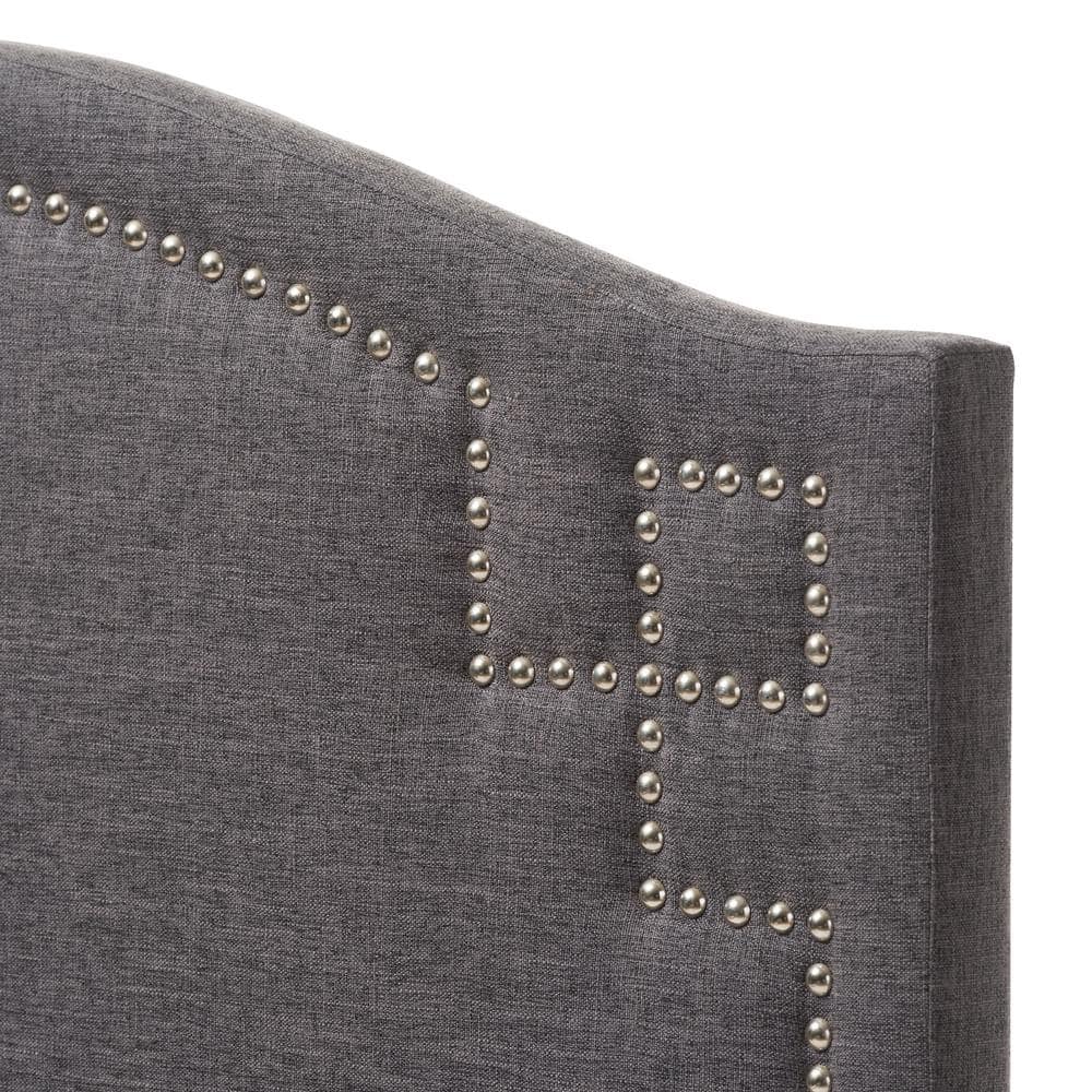 Dark Gray Twin Upholstered Headboard with Nailhead Trim