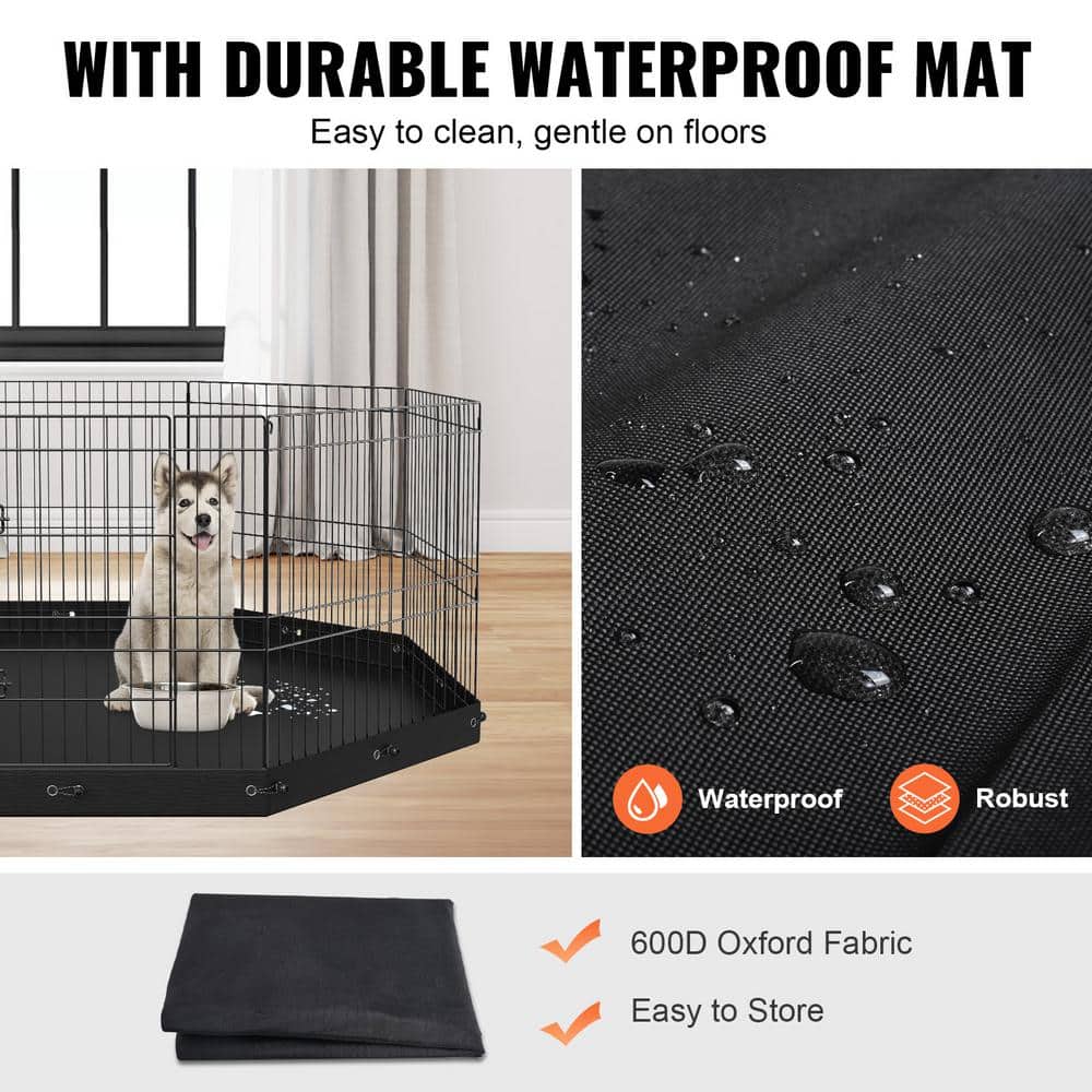 VEVOR 24" Foldable Metal Dog Playpen with Bottom Pad