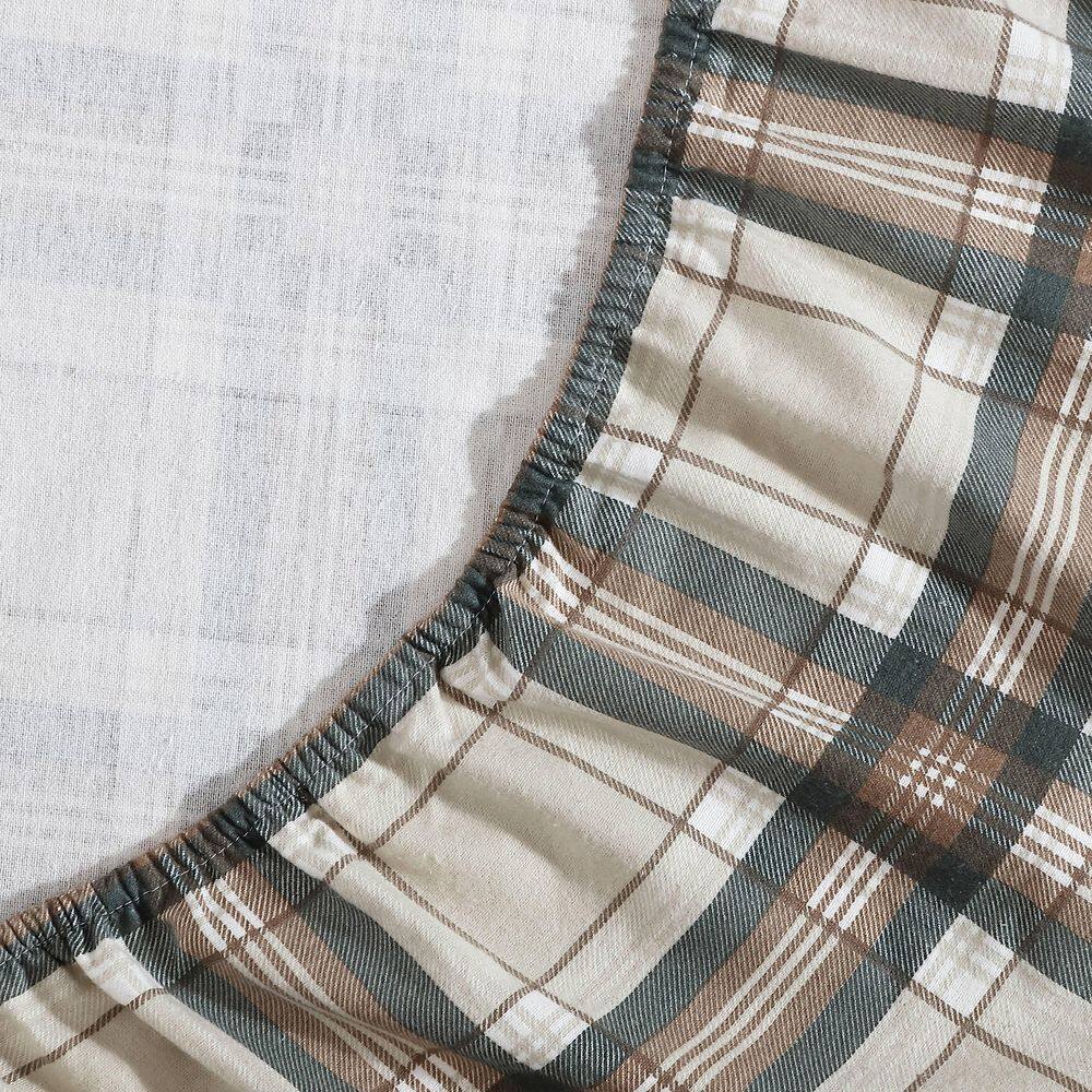 Edgewood Gray Plaid Cotton Flannel Queen Sheet Set