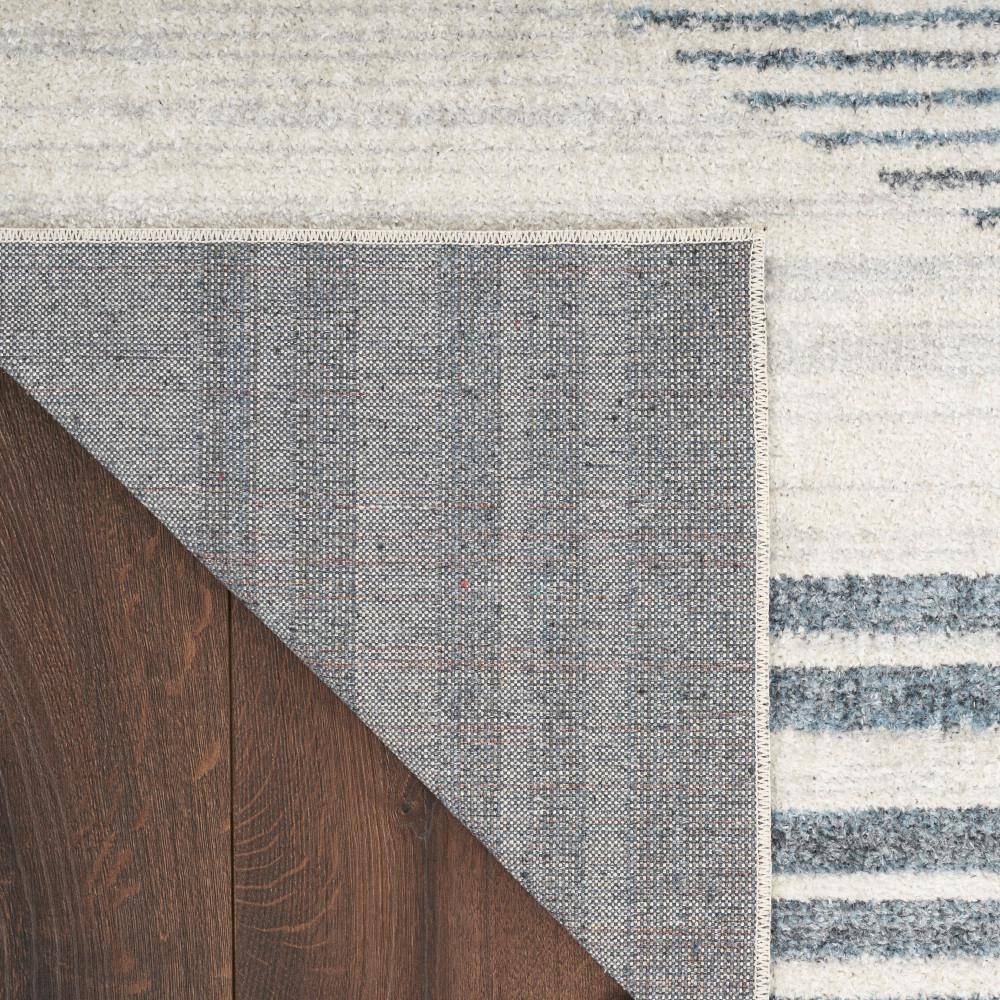 Astra Ivory Blue Machine Washable Synthetic Runner Rug
