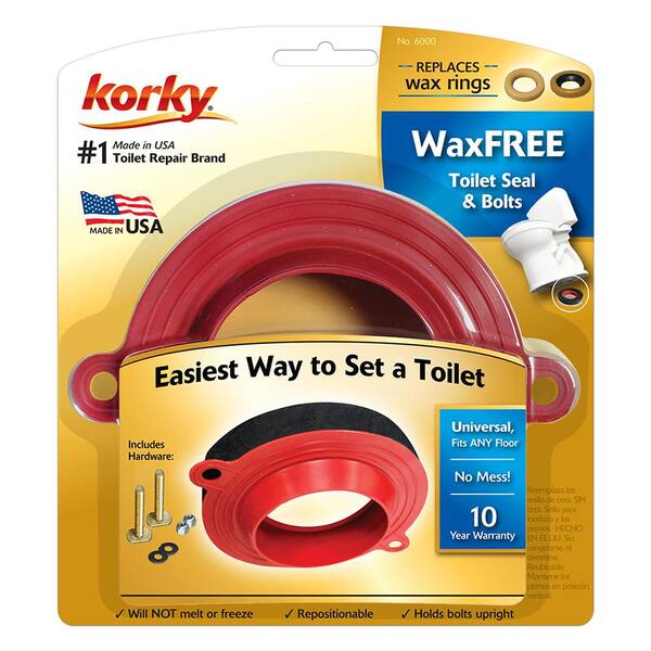 Korky 6000BP Universal Toilet Waxfree Seal With Hardware Kit for sale online 