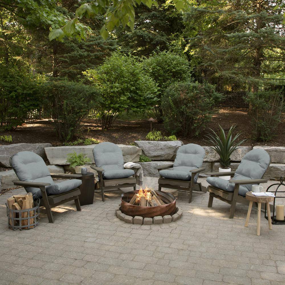 Stone Grey Tufted Outdoor Rocking Chair Cushions, Set of 2