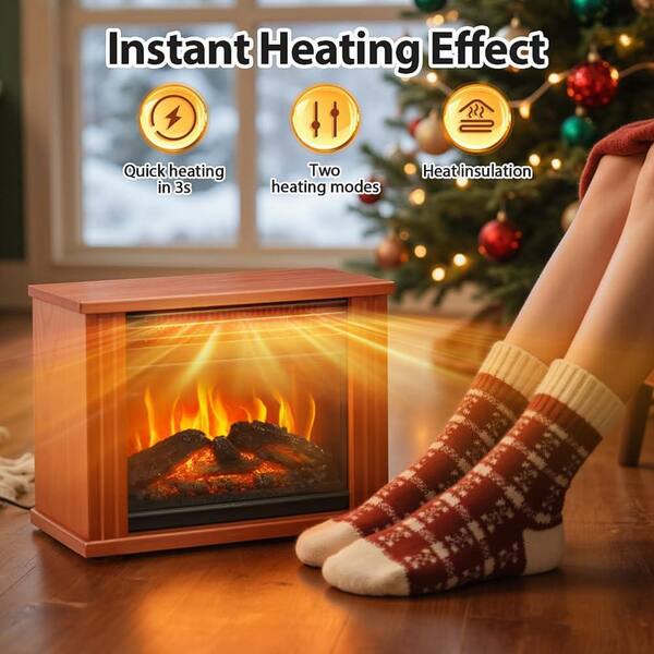 1500W 9.76 in. Vintage Wood Grain Indoor Electric Forced Air