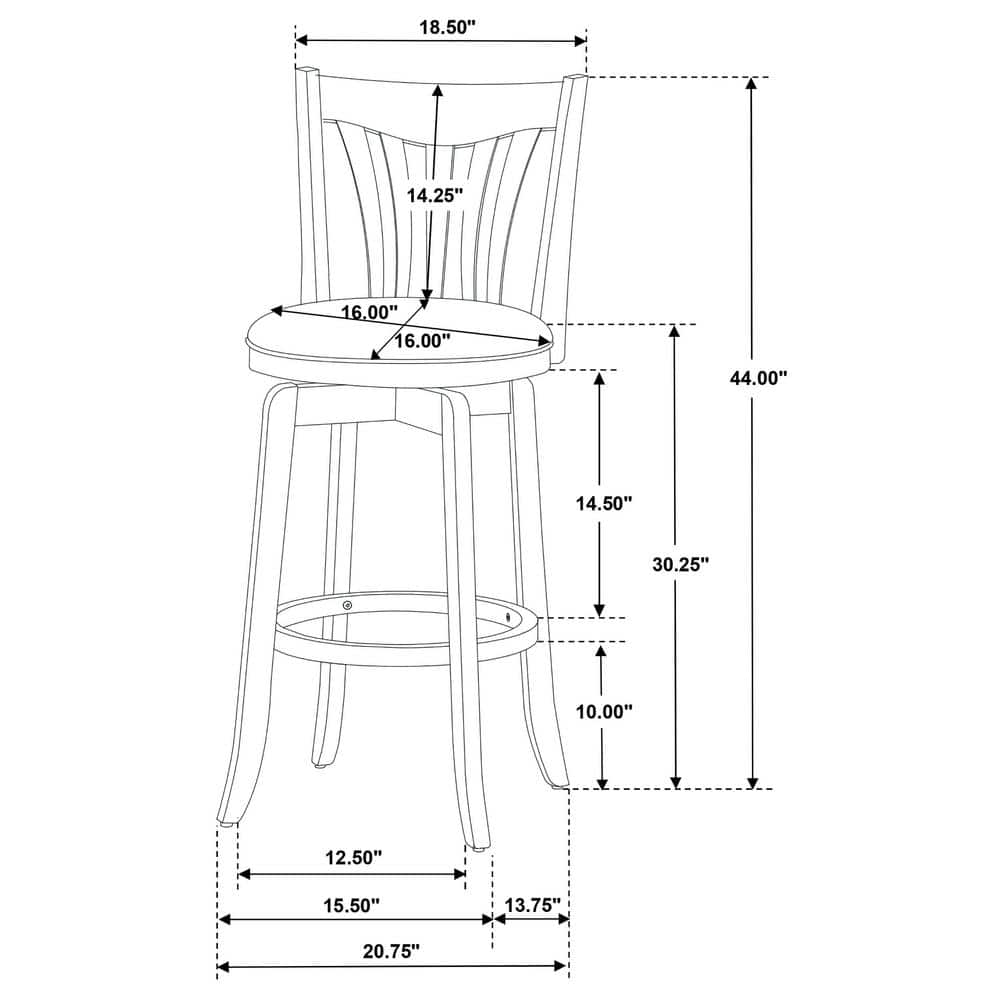 Dark Brown Wood Swivel Bar Stool with Faux Leather Seat
