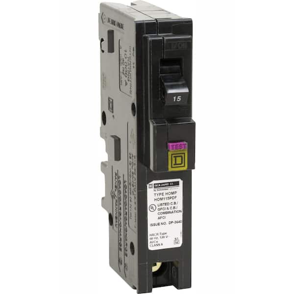 Square D Homeline 15 Amp Single-Pole Plug-On Neutral Dual Function (CAFCI and GFCI) Circuit Breaker