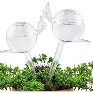 Plant Watering Ball, Hand Blown Clear Glass Watering Ball for Indoor and Outdoor Plants, 2 Snails