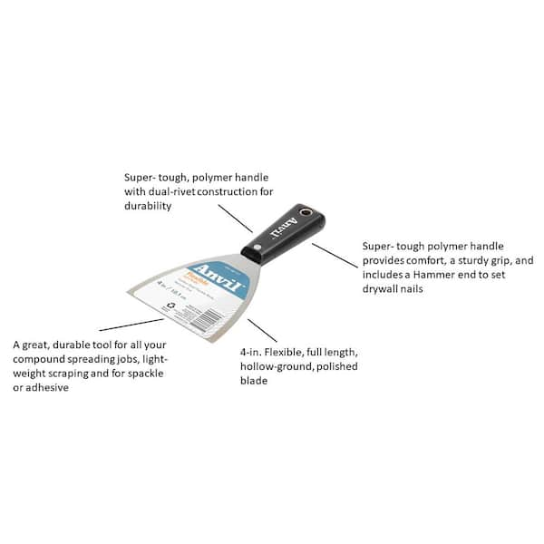 5 Flex Carbon Spackle Steel Joint Knife Nylon Handle Hammer End Label