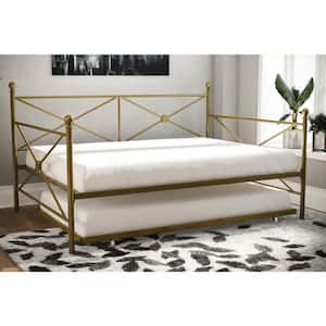 Luis Full Metal Daybed and Twin Trundle, Gold