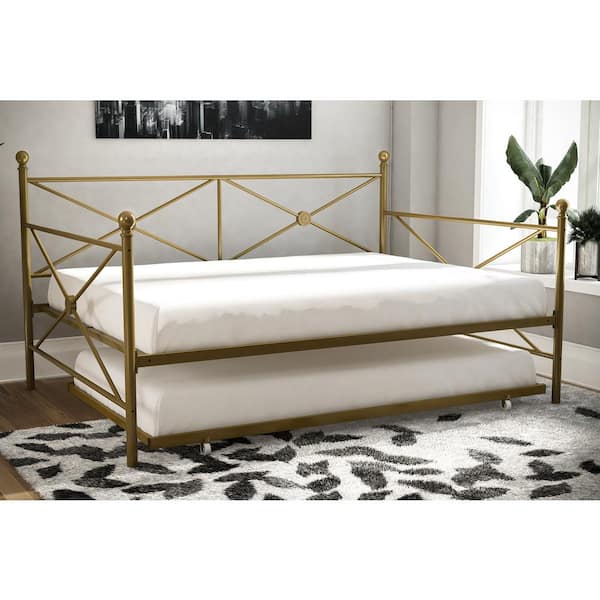 DHP Luis Full Metal Daybed and Twin Trundle, Gold