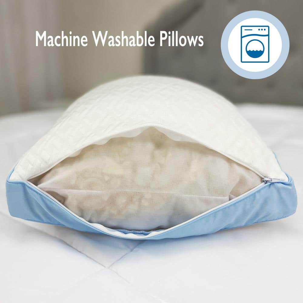 Imaginarium 4-Pack Latex and Fiber Cooling Pillows with Blue Gusset