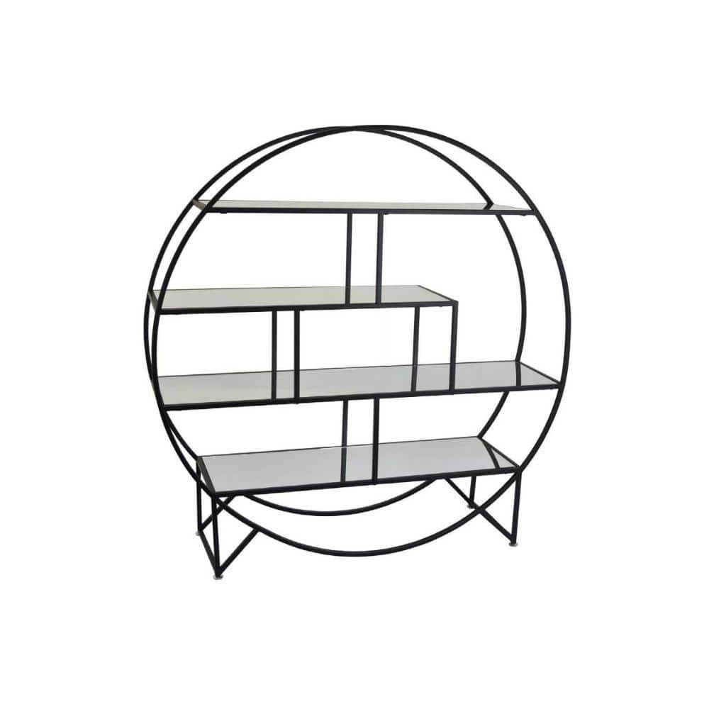 49.25 in Black Metal and Clear Glass 4-Tier Plant Stand