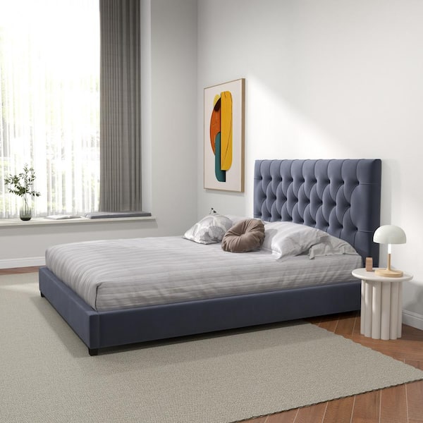 Eldora Gray Solid Wood Frame Queen Size Platform Bed