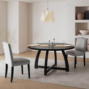 rsula Black 54 in. Solid Wood Round Dining Table