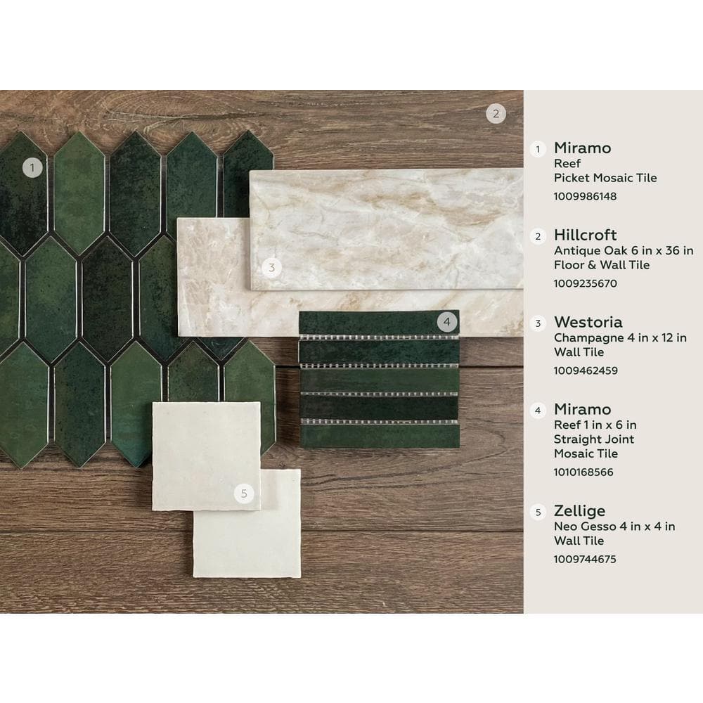 Miramo Reef Green Glazed Ceramic Picket Wall Mosaic Tile