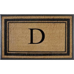 A1HC Flocked Markham 30 in. x 48 in. Coir Double Border Monogrammed D Non-Slip Outdoor Door Mat