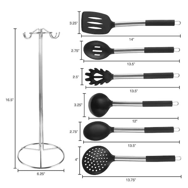 MegaChef Gray Silicone and Stainless Steel Cooking Utensils (Set of 14)  985114355M - The Home Depot