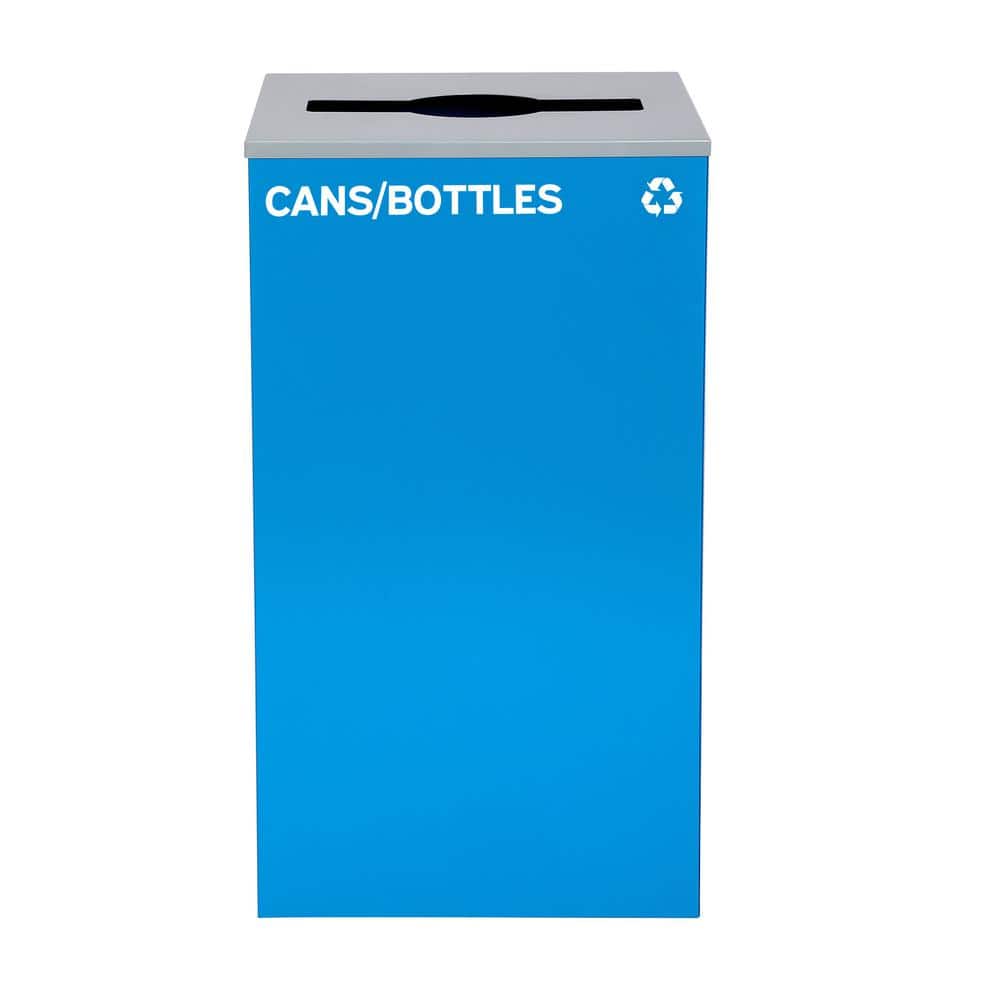 29 Gal. Blue Steel Vented Trash Can Commercial Cans and Bottles Recycling B