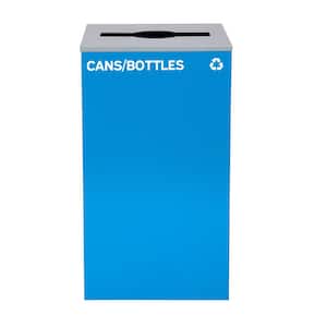 29 Gal. Blue Steel Commercial Cans and Bottles Recycling Bin Receptacle with Mixed Slot Lid