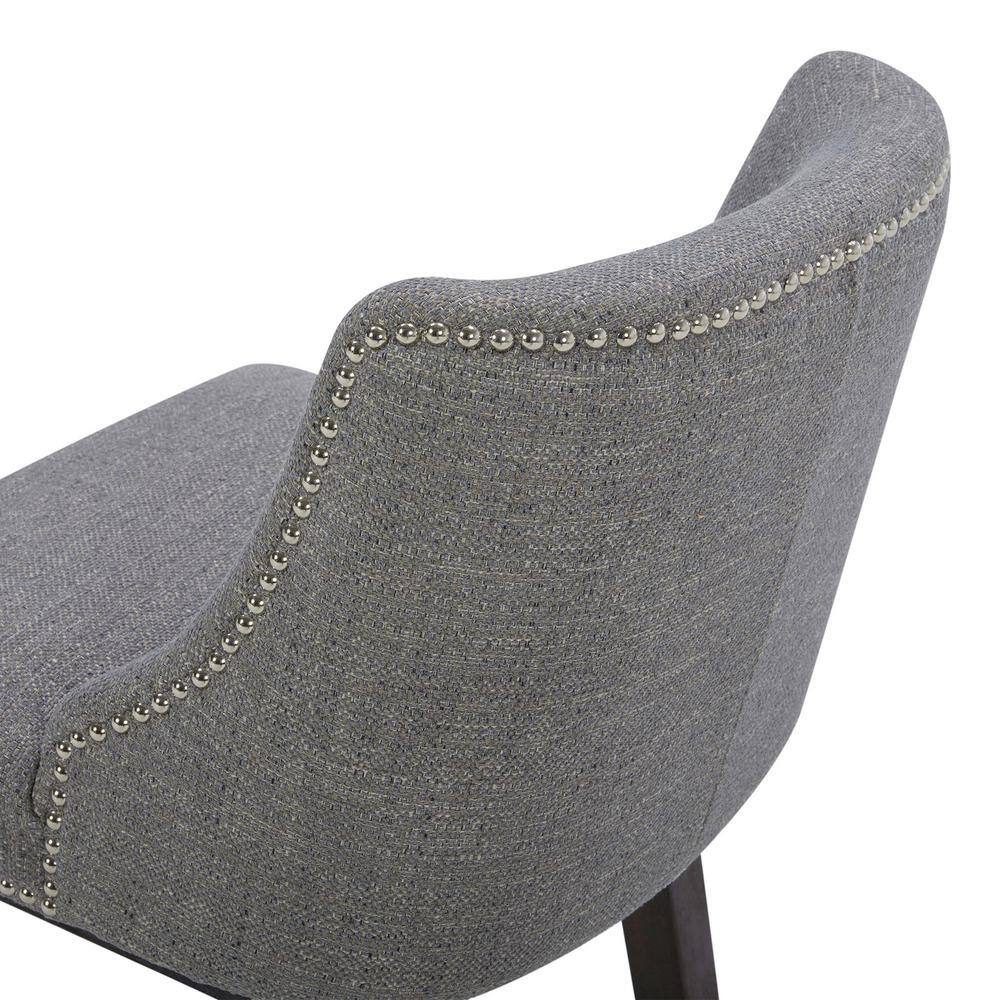 Fog Gray Fabric Swivel Counter Height Bar Stools with Nailhead Trim, Set of 2