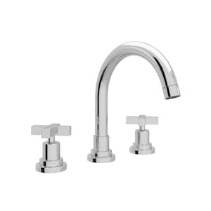 Lombardia 8 in. Widespread Double-Handle Bathroom Faucet with Drain Kit Included in Polished Chrome