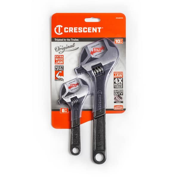 Crescent 6 in. and 10 in. Wide Jaw Adjustable Wrench Set (2-Piece 