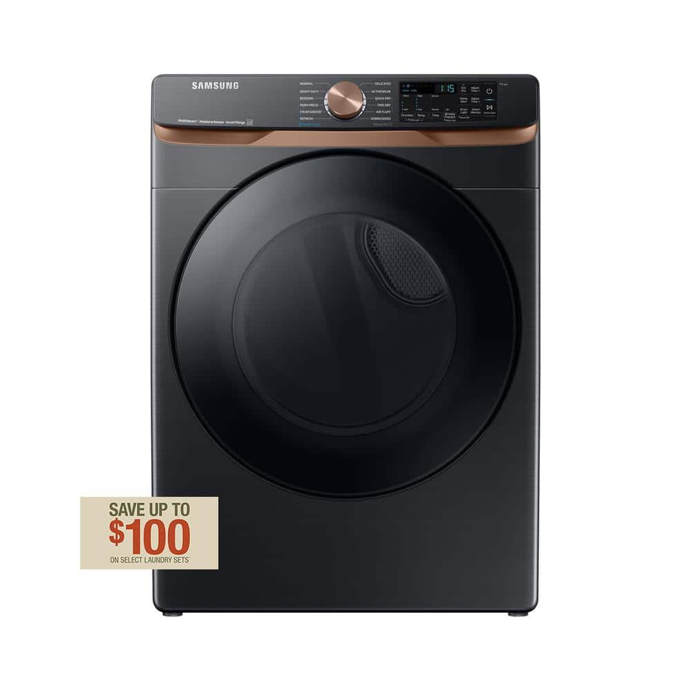 Samsung 7.5 Cu. Ft. Smart Gas Dryer In Brushed Black With Steam Sanitize+ And Sensor Dry ...