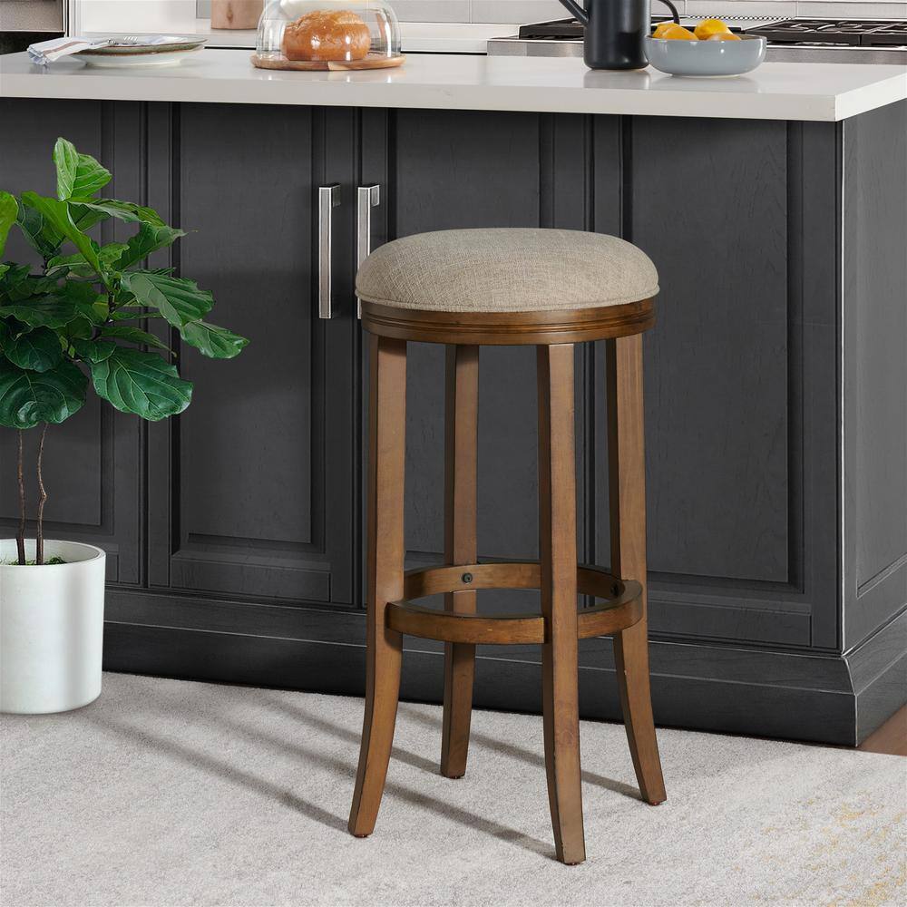 Natick 30" Brown Wood Backless Bar Stool