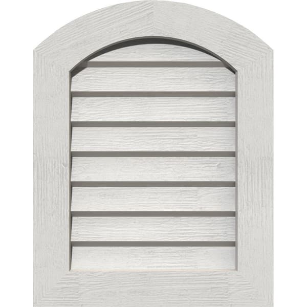 Ekena Millwork 17" x 39" Round Top Primed Rough Sawn Western Red Cedar Wood Paintable Gable Louver Vent Non-Functional