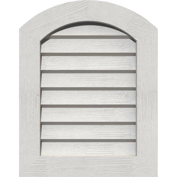 Ekena Millwork 21" x 31" Round Top Primed Rough Sawn Western Red Cedar Wood Paintable Gable Louver Vent Non-Functional