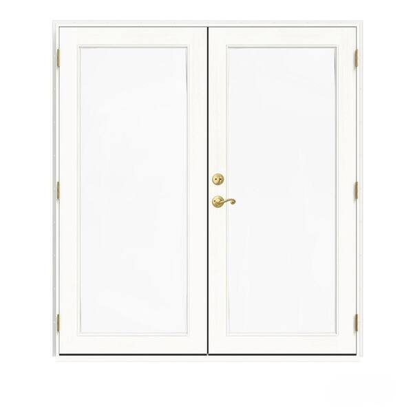 JELD-WEN 72 in. x 80 in. W-2500 White Clad Wood Left-Hand Full Lite French Patio Door w/White Paint Interior